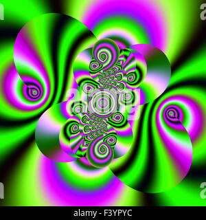 Carreaux de verre coloré fractale magnifique dans le style de l'infographie. A-0257. Banque D'Images