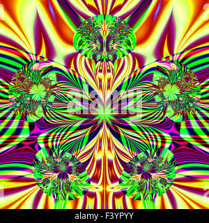 Fractale couleurs magnifiques ornements colorés dans le style de l'infographie. A-0278. Banque D'Images