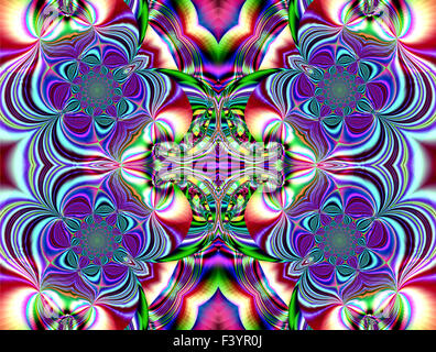 Belle fractale colorés de style, style d'ornement à l'infographie. A-0324. Banque D'Images