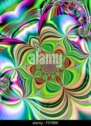 Belle fractale colorés de style, style d'ornement à l'infographie. Un 688-0321. Banque D'Images