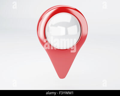 Sur l'icône du pointeur de carte blanche isolée Banque D'Images