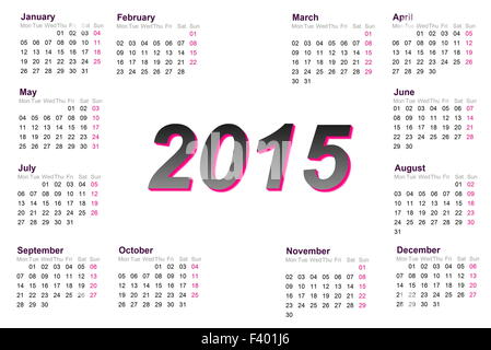 Calendrier de l'année européenne 2015