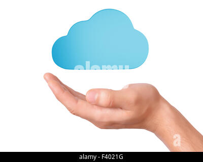 Tenir la main symbole de cloud computing Banque D'Images