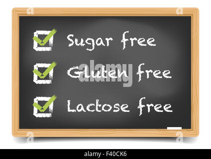 Gluten Lactose Sucre Blackboard Banque D'Images