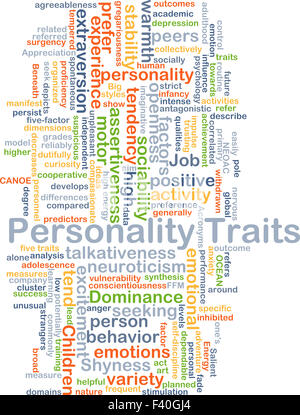 Concept d'arrière-plan wordcloud illustration de traits de personnalité Banque D'Images