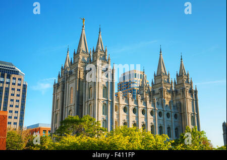 Temple des Mormons à Salt Lake City, UT Banque D'Images