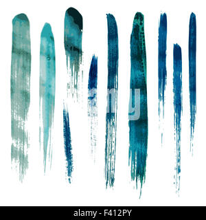 Coups de pinceau aquarelle bleu vector Banque D'Images