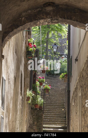 Volterra, vieille ville lane, Toscane, Italie Banque D'Images