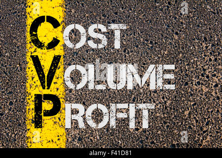 Concept image Acronyme CVP comme écrit plus de profit volume coûts signalisation ligne de peinture jaune. Banque D'Images