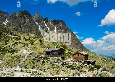 Refuge du Lac Blanc, refuge de montagne dans la réserve naturelle nationale des Aiguilles Rouges, Chamonix, Haute-Savoie, France Banque D'Images