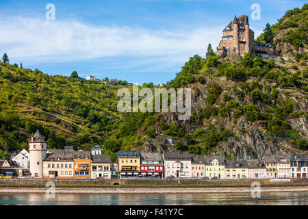 Burg Château Gutenfels au-dessus de Kaub, Mittelrhein oder Rhin moyen, Allemagne Banque D'Images