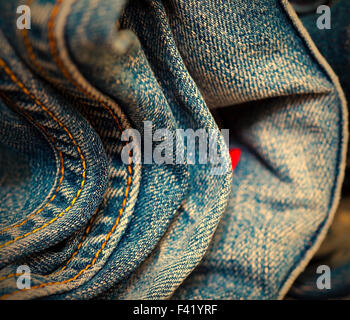 Coutures sur les blue-jeans Banque D'Images