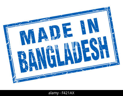 Le Bangladesh blue square grunge made in stamp Banque D'Images