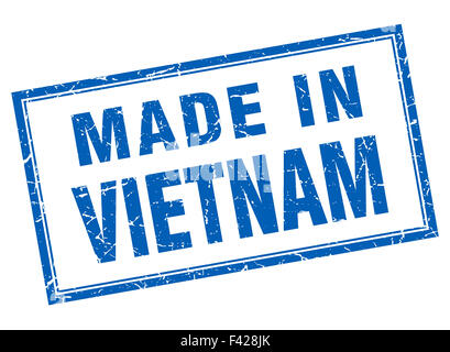 Vietnam blue square grunge made in stamp Banque D'Images