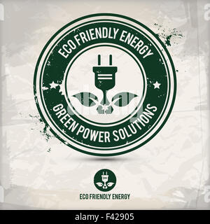 L'énergie alternative eco friendly stamp sur fond texturé Banque D'Images