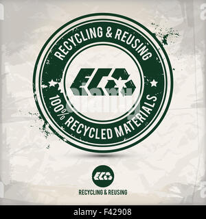 Recyclage et réutilisation alternative fond texturé sur timbres Banque D'Images