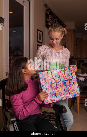 La diversité raciale inter ethnique multi raciales diversifiées interracial multiculturelles brésilien coréen meilleurs amis, cadeaux girl © Myrleen Banque D'Images