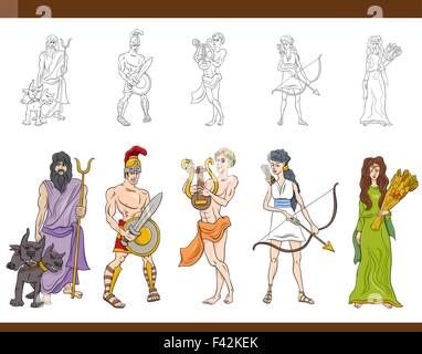Cartoon Illustration de dieux et déesses grec mythologique Collection Illustration de Vecteur