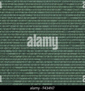 Fond vert transparente faite d'un code binaire affiché sur les lignes horizontales, concept de l'informatique, des télécommunications et encodé Banque D'Images