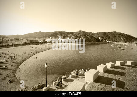 Bay Badia de Tossa et plage Platja Gran Banque D'Images