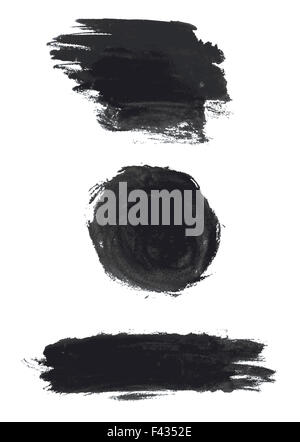 Ensemble d'aquarelle grunge black blots Banque D'Images