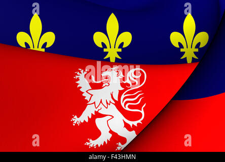 Drapeau de Lyon, France. Banque D'Images