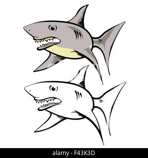 requin Cartoon Banque D'Images