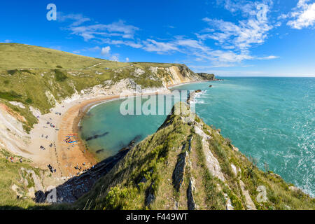 Vue depuis le haut de Durdle Door, Dorset, UK Banque D'Images