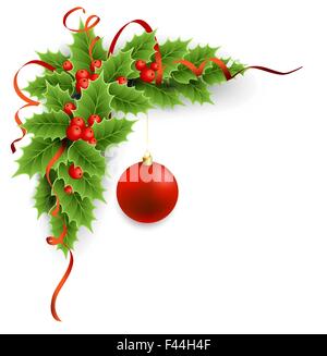 Vector houx de Noël aux fruits rouges. Illustration de Vecteur