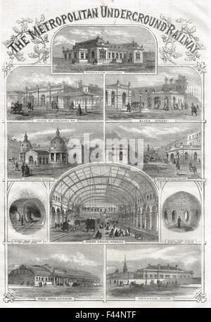 Des stations de métro Metropolitan en 1862 1 mois avant l'ouverture au public en janvier 1863 Banque D'Images