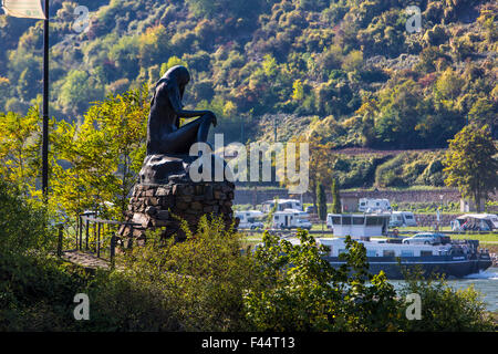 Loreley Mermaid statue dans le port mole, Rhin port de Saint- Goar, Vallée du Haut-Rhin moyen Banque D'Images