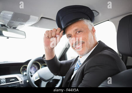 Chauffeur Handsome smiling at camera Banque D'Images