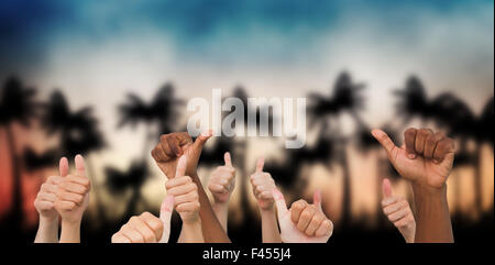 Image composite de mains giving Thumbs up Banque D'Images