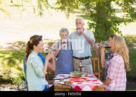 Professionnels Seniors toasting avec leur famille Banque D'Images