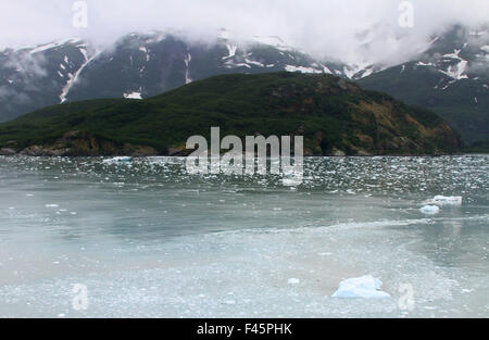 Paysage de montagnes et eaux glacées tout en croisière à travers l'Alaska à la glacier Hubbard Banque D'Images