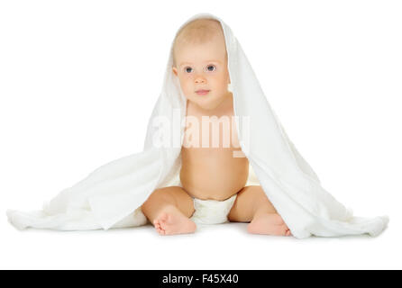 Peu de l'enfant isolé sur fond blanc Banque D'Images