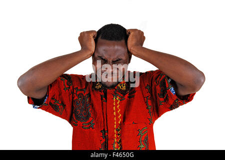 Jeune homme noir en colère. Banque D'Images