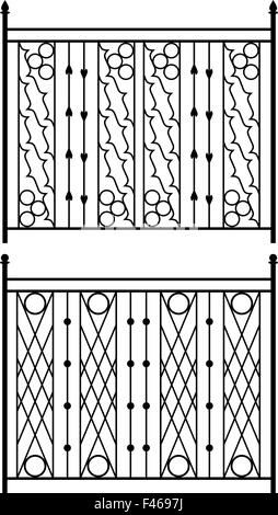 Porte en fer forgé, clôture, porte, fenêtre, Grille, garde-corps Design Vector Art Illustration de Vecteur