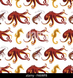 Modèle homogène sur un thème d'animaux des océans et des mers.Vector illustration Illustration de Vecteur