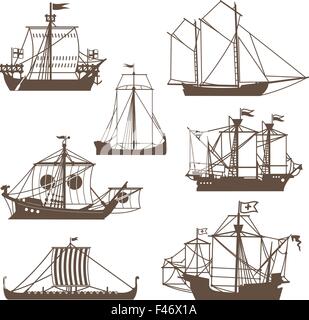 Vintage ensemble de la marine à voile. Vector illustration isolé sur fond blanc Illustration de Vecteur