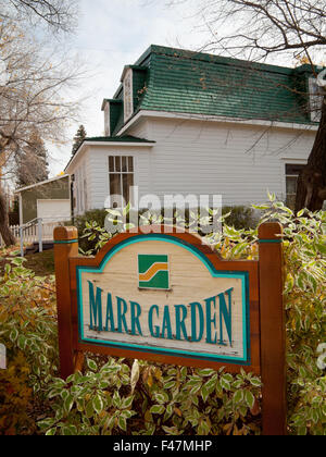 Vue de la résidence Marr Marr et jardin, un site historique à Saskatoon, Saskatchewan, Canada. Banque D'Images