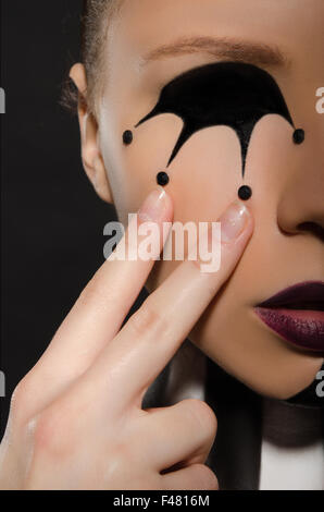 Femme avec beau maquillage noir et blanc Banque D'Images