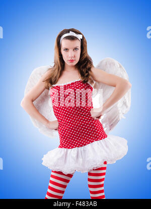 Femme avec noeud en concept valentine Banque D'Images