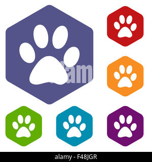 Paw rhombus icons Banque D'Images