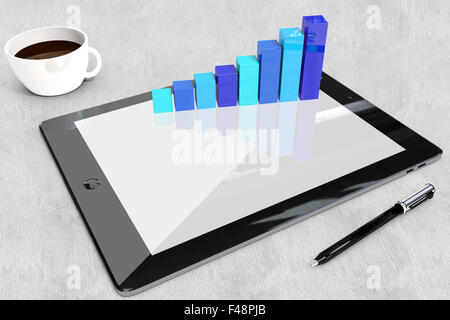 Image composite de tablet pc avec des graphiques Banque D'Images