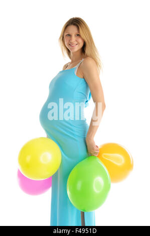 Femme enceinte avec des ballons Banque D'Images