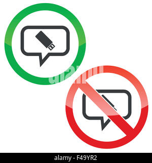 Message stick USB signes autorisation Banque D'Images