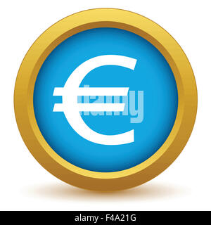 Icône dorée d’euro Banque D'Images