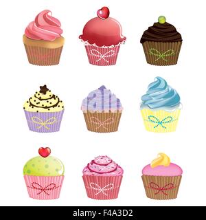 Cupcakes Cute vector set Illustration de Vecteur