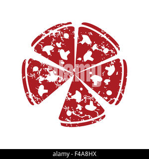 Grunge rouge logo pizza Banque D'Images